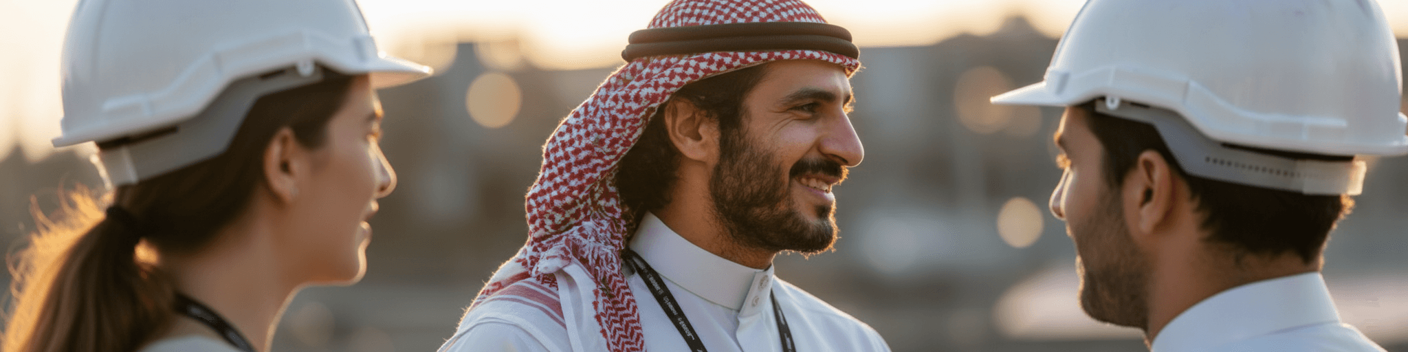 Engineers discussing equipment