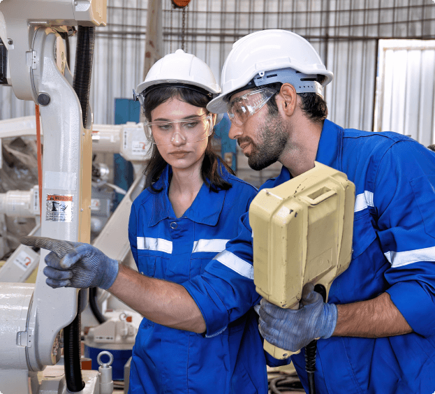 Engineers collaborating in control room